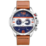 Men's Leather Band Military Stripe Style Watch - TrendSettingFashions 