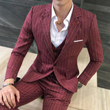 Men's 3 Piece Fashion Vertical Stripe Set - TrendSettingFashions 