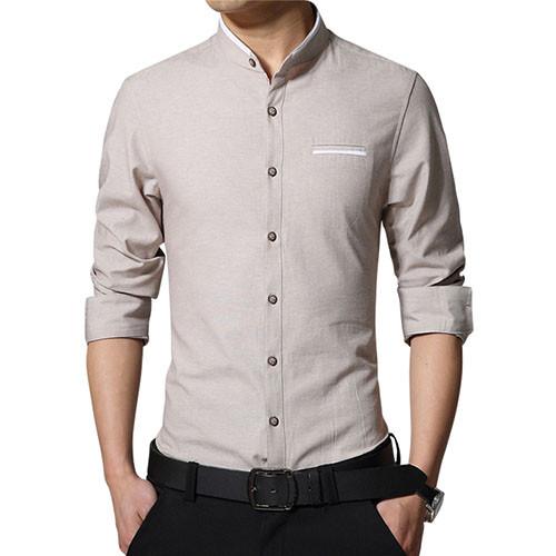 Men's Solid Short Collar Dress Shirt Up To 5XL - TrendSettingFashions 