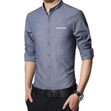 Men's Solid Short Collar Dress Shirt Up To 5XL - TrendSettingFashions 