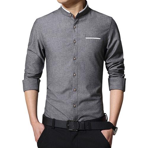 Men's Solid Short Collar Dress Shirt Up To 5XL - TrendSettingFashions 