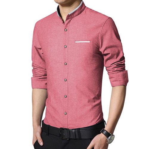 Men's Solid Short Collar Dress Shirt Up To 5XL - TrendSettingFashions 