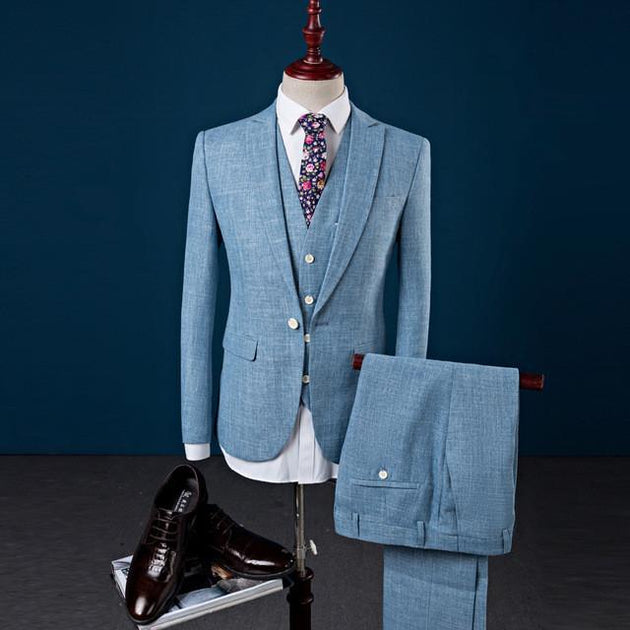 Men's solid 3 Piece suit up to 4XL - TrendSettingFashions 
