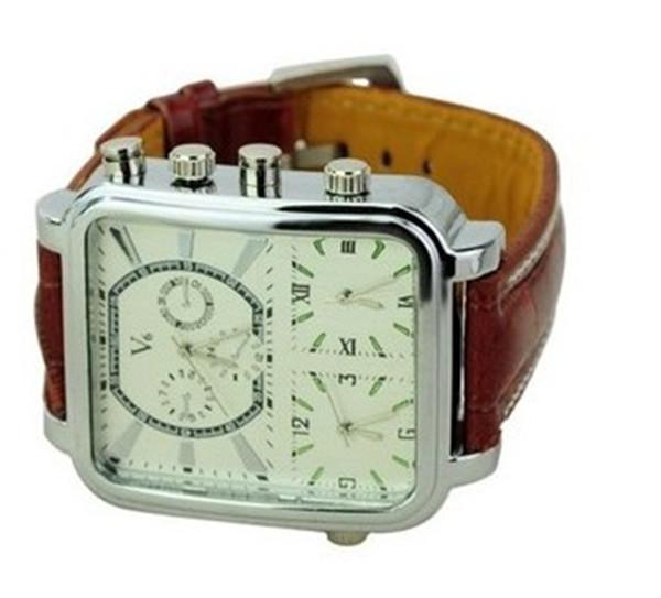 Men's Big Square Frame Fashion Leather Watch - TrendSettingFashions 