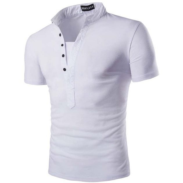 Men's V-Neck Short Sleeve Henley Shirt - TrendSettingFashions 