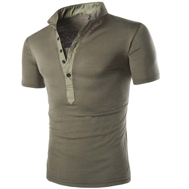 Men's V-Neck Short Sleeve Henley Shirt - TrendSettingFashions