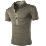 Men's V-Neck Short Sleeve Henley Shirt - TrendSettingFashions 