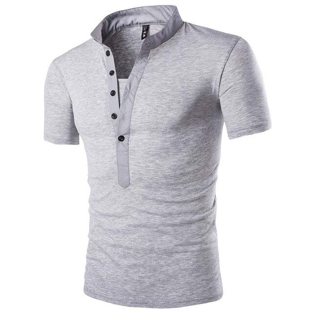 Men's V-Neck Short Sleeve Henley Shirt - TrendSettingFashions 