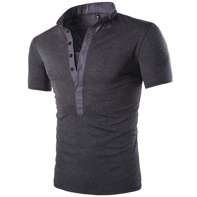 Men's V-Neck Short Sleeve Henley Shirt - TrendSettingFashions