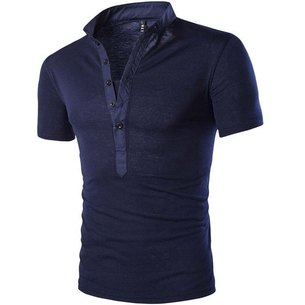 Men's V-Neck Short Sleeve Henley Shirt - TrendSettingFashions