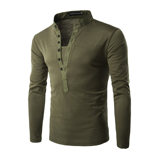 Men's V-Neck Short Sleeve Henley Shirt - TrendSettingFashions 