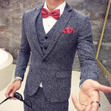 Men's 3 piece Wool Blend Suit - TrendSettingFashions 