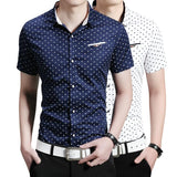 Men's Polka Dot Dress Shirt Up To 5XL - TrendSettingFashions 