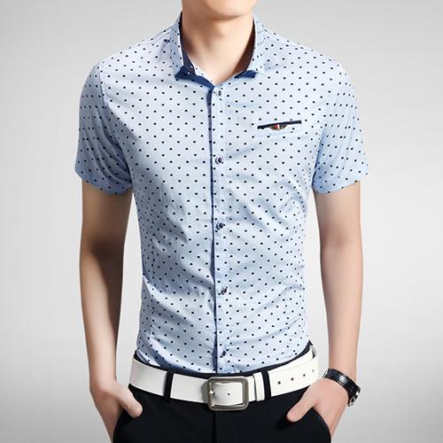 Men's Polka Dot Dress Shirt Up To 5XL - TrendSettingFashions 