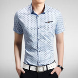 Men's Polka Dot Dress Shirt Up To 5XL - TrendSettingFashions 