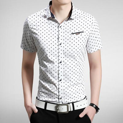 Men's Polka Dot Dress Shirt Up To 5XL - TrendSettingFashions 