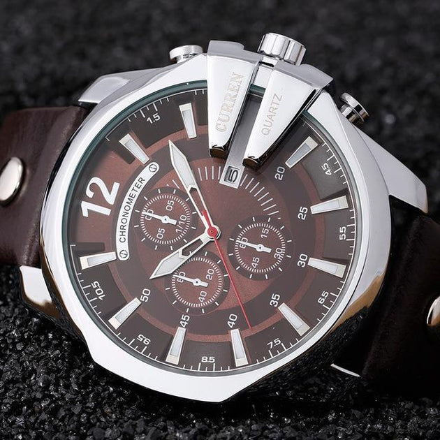 Men's Classy Leather Band Watch - TrendSettingFashions 