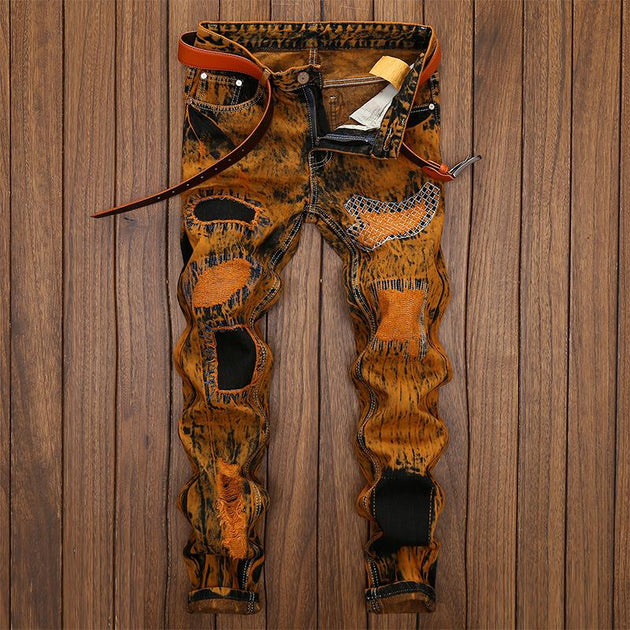 Men's Patchwork Fashion Jeans - TrendSettingFashions 