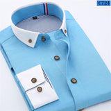 Men's Business Fashion Button Collar Dress Shirt - TrendSettingFashions 