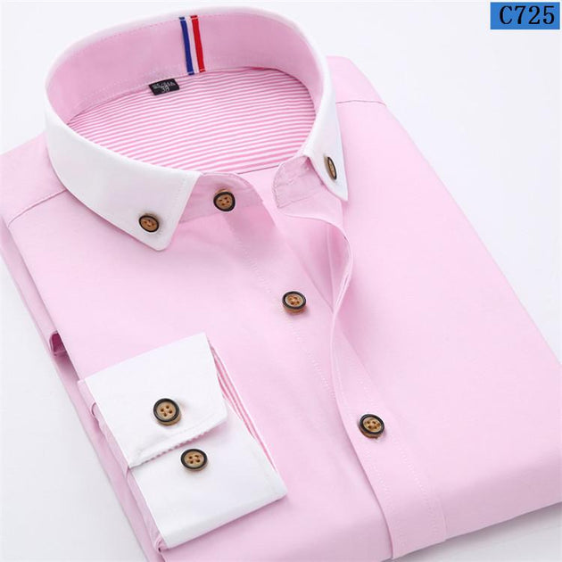 Men's Business Fashion Button Collar Dress Shirt - TrendSettingFashions 