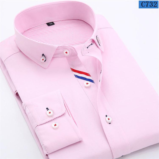 Men's Business Fashion Button Collar Dress Shirt - TrendSettingFashions 