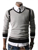 Men's V-Neck Side Button Pull Over Sweater - TrendSettingFashions 