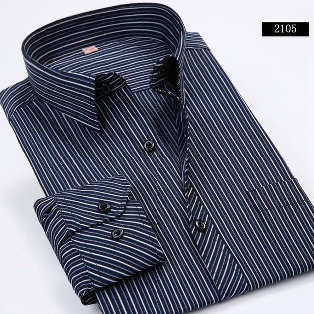 Men's Business Long Sleeve Dress Shirt Up To 6XL - TrendSettingFashions 