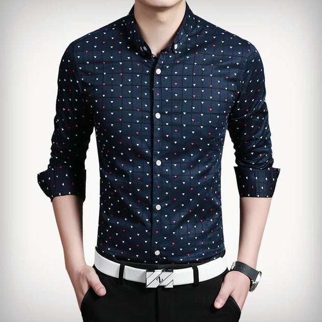 Men's Fashion Print Designer Dress Shirt Up To 5XL - TrendSettingFashions 