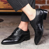 Men's Pointed British Carved Dress Shoes - TrendSettingFashions 