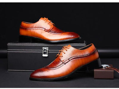 Men's Pointed British Carved Dress Shoes - TrendSettingFashions 