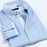 Men's Double Collars Long Sleeve Striped Shirt(Many Color Options) - TrendSettingFashions 
