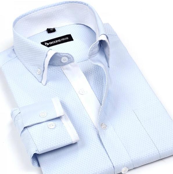 Men's Double Collars Long Sleeve Striped Shirt(Many Color Options) - TrendSettingFashions 