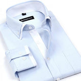 Men's Double Collars Long Sleeve Striped Shirt(Many Color Options) - TrendSettingFashions 