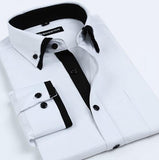 Men's Double Collars Long Sleeve Striped Shirt(Many Color Options) - TrendSettingFashions 