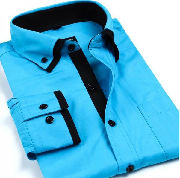 Men's Double Collars Long Sleeve Striped Shirt(Many Color Options) - TrendSettingFashions 