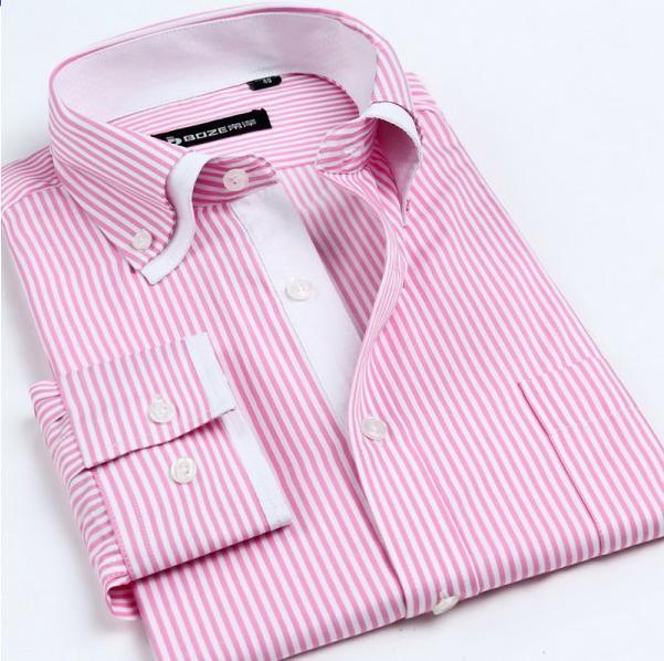 Men's Double Collars Long Sleeve Striped Shirt(Many Color Options) - TrendSettingFashions 