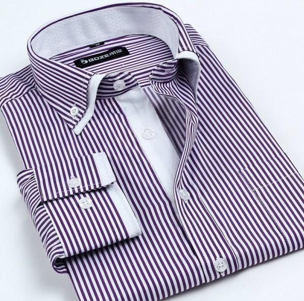 Men's Double Collars Long Sleeve Striped Shirt(Many Color Options) - TrendSettingFashions 