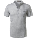 Men's V-Neck Short Sleeve Henley Shirt - TrendSettingFashions 