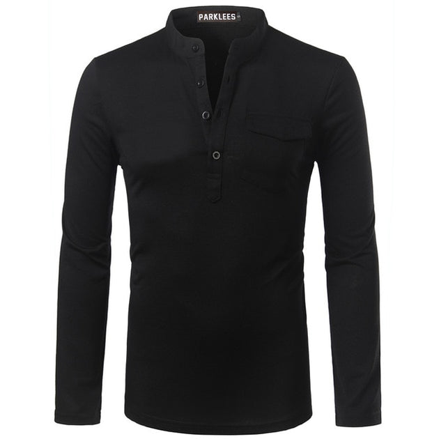 Men's V-Neck Short Sleeve Henley Shirt - TrendSettingFashions 