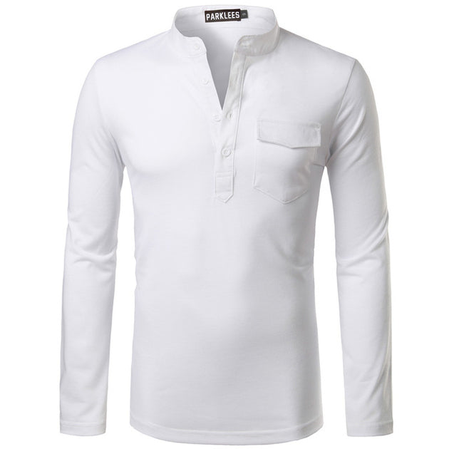 Men's V-Neck Short Sleeve Henley Shirt - TrendSettingFashions 