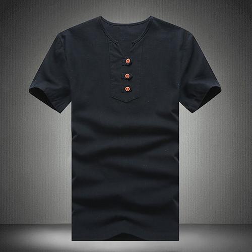 Men's Button Down V-Neck Tee - TrendSettingFashions 