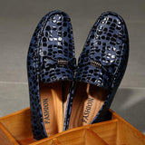 Men's Leather Leopard Printed Loafers - TrendSettingFashions 