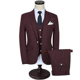 Men's Three Piece Stripe Suit Up To Size 5XL - TrendSettingFashions 