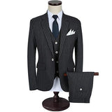 Men's Three Piece Stripe Suit Up To Size 5XL - TrendSettingFashions 