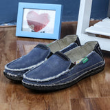Men's Retro Flax Washed Denim Flats - TrendSettingFashions 