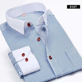 Men's Collar Business Long Sleeve Dress Shirt Up To 2XL - TrendSettingFashions 