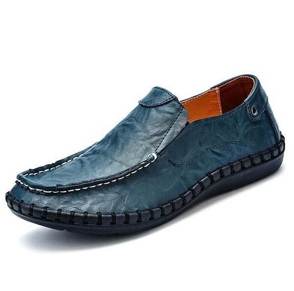 Men Flats Slip On Leather Loafers Up To Size 12 - TrendSettingFashions 