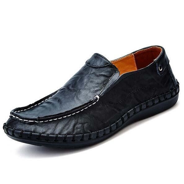 Men Flats Slip On Leather Loafers Up To Size 12 - TrendSettingFashions 
