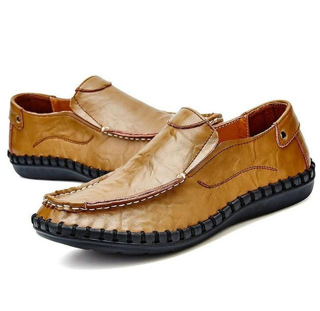 Men Flats Slip On Leather Loafers Up To Size 12 - TrendSettingFashions 