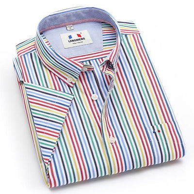 Men's Striped Colorful Dress Shirt - TrendSettingFashions 